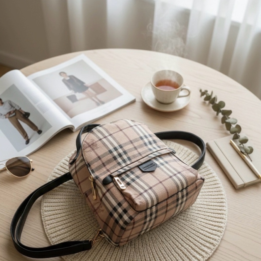 Tartan Print Mini Backpack - Picture 5 of 8